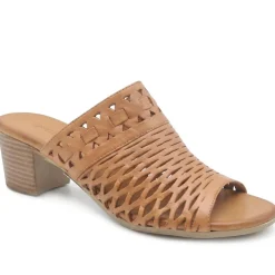 Bellissimo Leather Heeled Mule Sandals - Tan