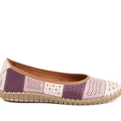Bellissimo Leather Laser Cut Pumps - Lilac Multi