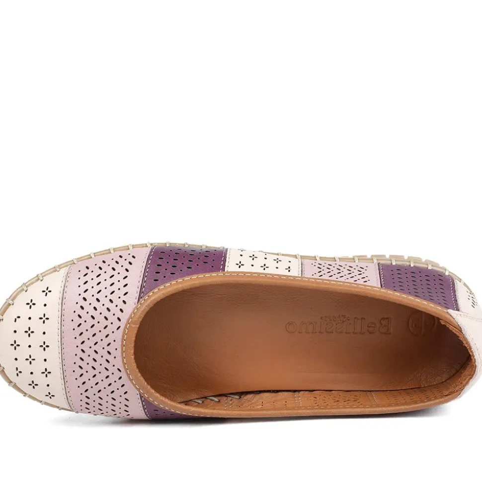 Bellissimo Leather Laser Cut Pumps - Lilac Multi