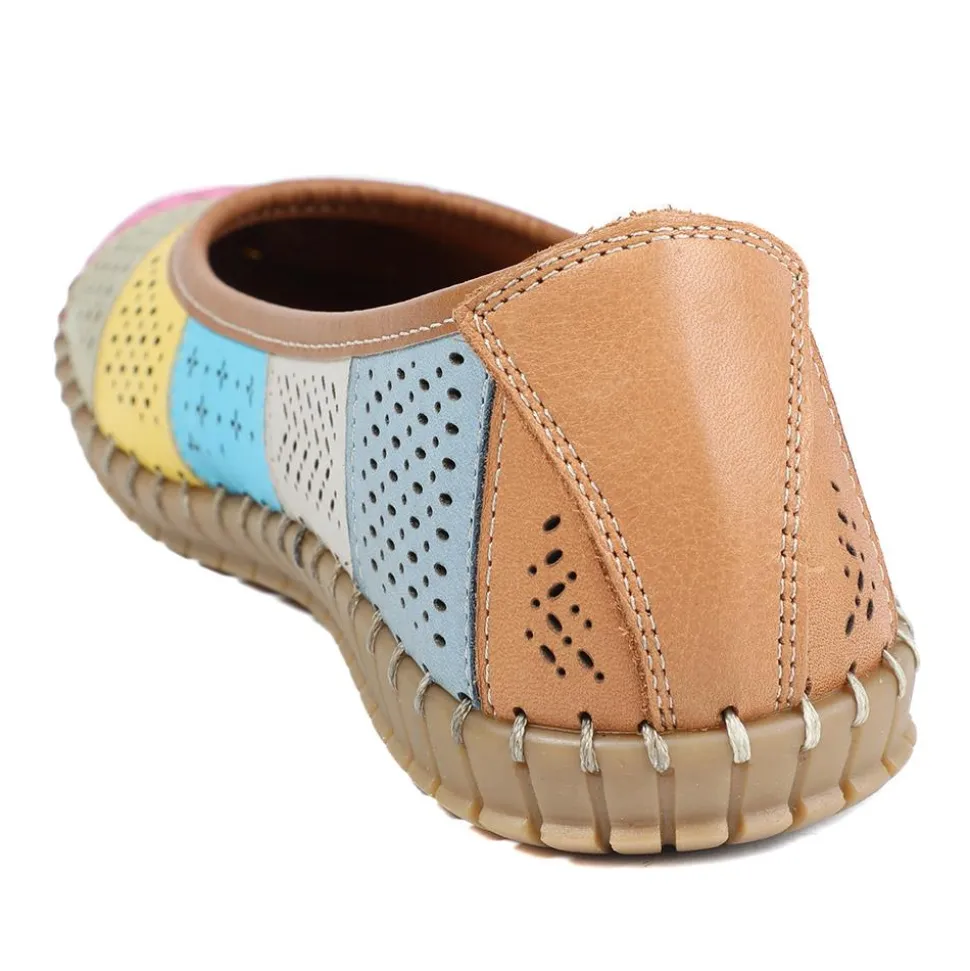 Bellissimo Leather Laser Cut Pumps - Multi