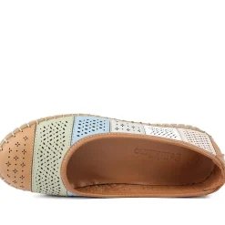Bellissimo Leather Laser Cut Pumps - Tan Multi