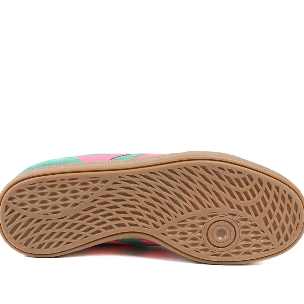 Bellissimo Leather Striped Lace Up Trainers - Green-Pink