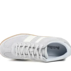 Bellissimo Leather Striped Lace Up Trainers - Light Blue