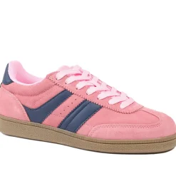 Bellissimo Leather Striped Lace Up Trainers - Pink