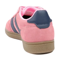 Bellissimo Leather Striped Lace Up Trainers - Pink
