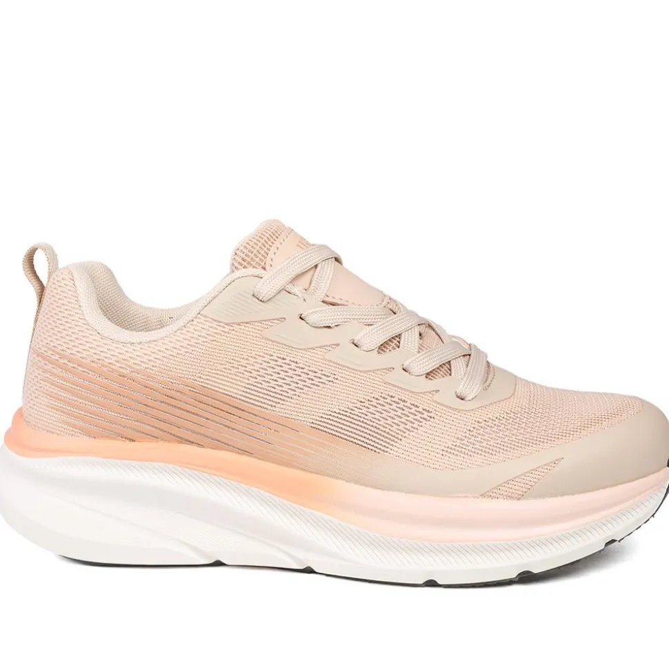 Bellissimo Memory Foam Lace Up Trainers - Beige