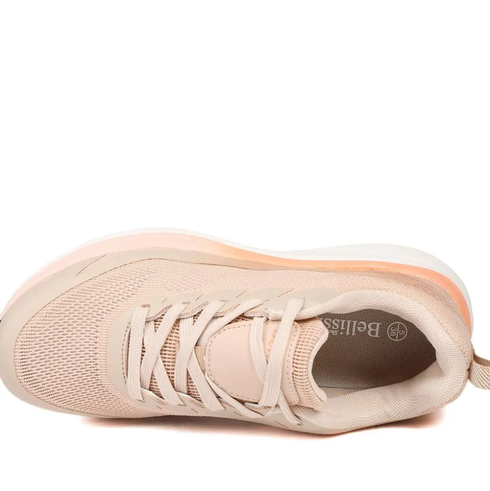 Bellissimo Memory Foam Lace Up Trainers - Beige