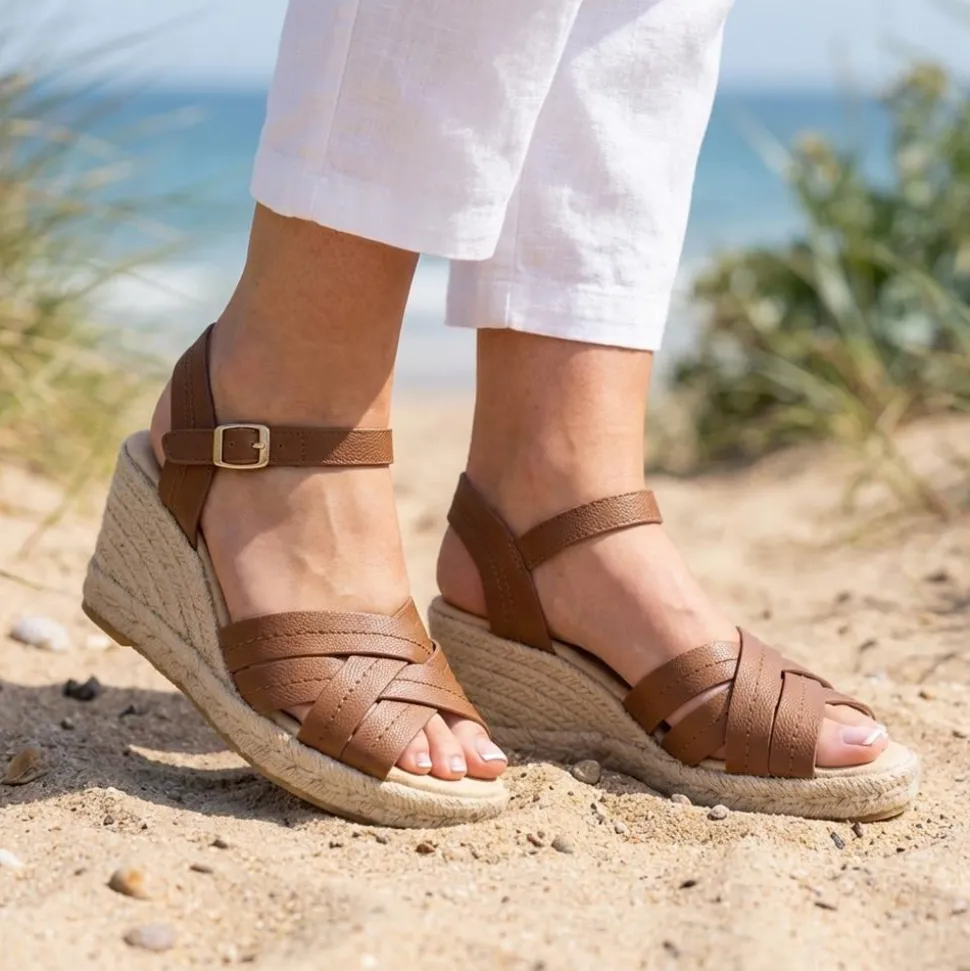 Bellissimo Memory Foam Wedged Espadrilles - Tan