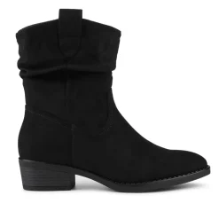 Bellissimo Western Boots - Black Faux Suede