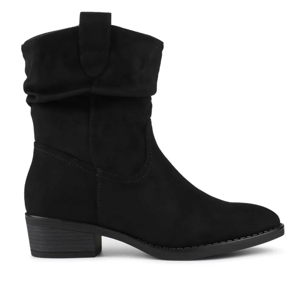 Bellissimo Western Boots - Black Faux Suede