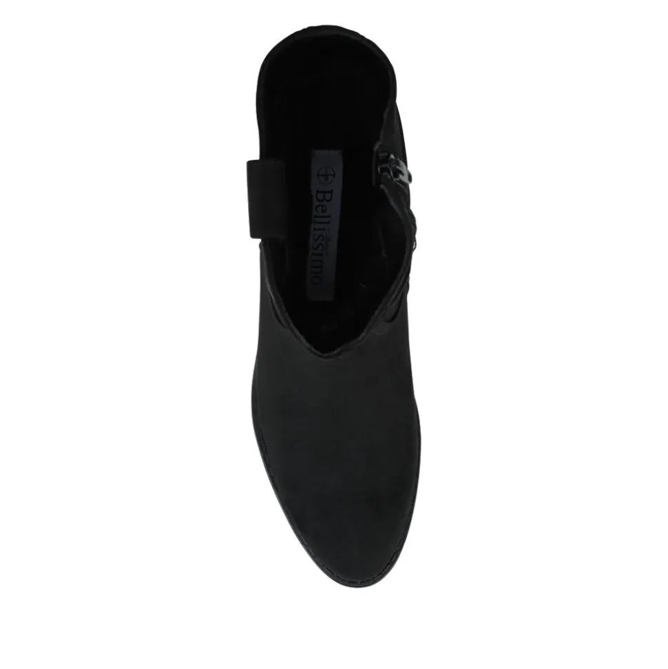 Bellissimo Western Boots - Black Faux Suede