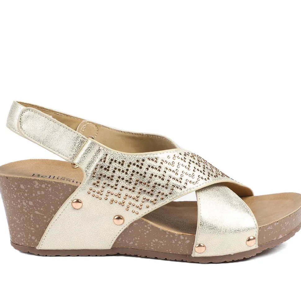 Bellissimo Wide Fit Slingback Sandals - Soft Gold