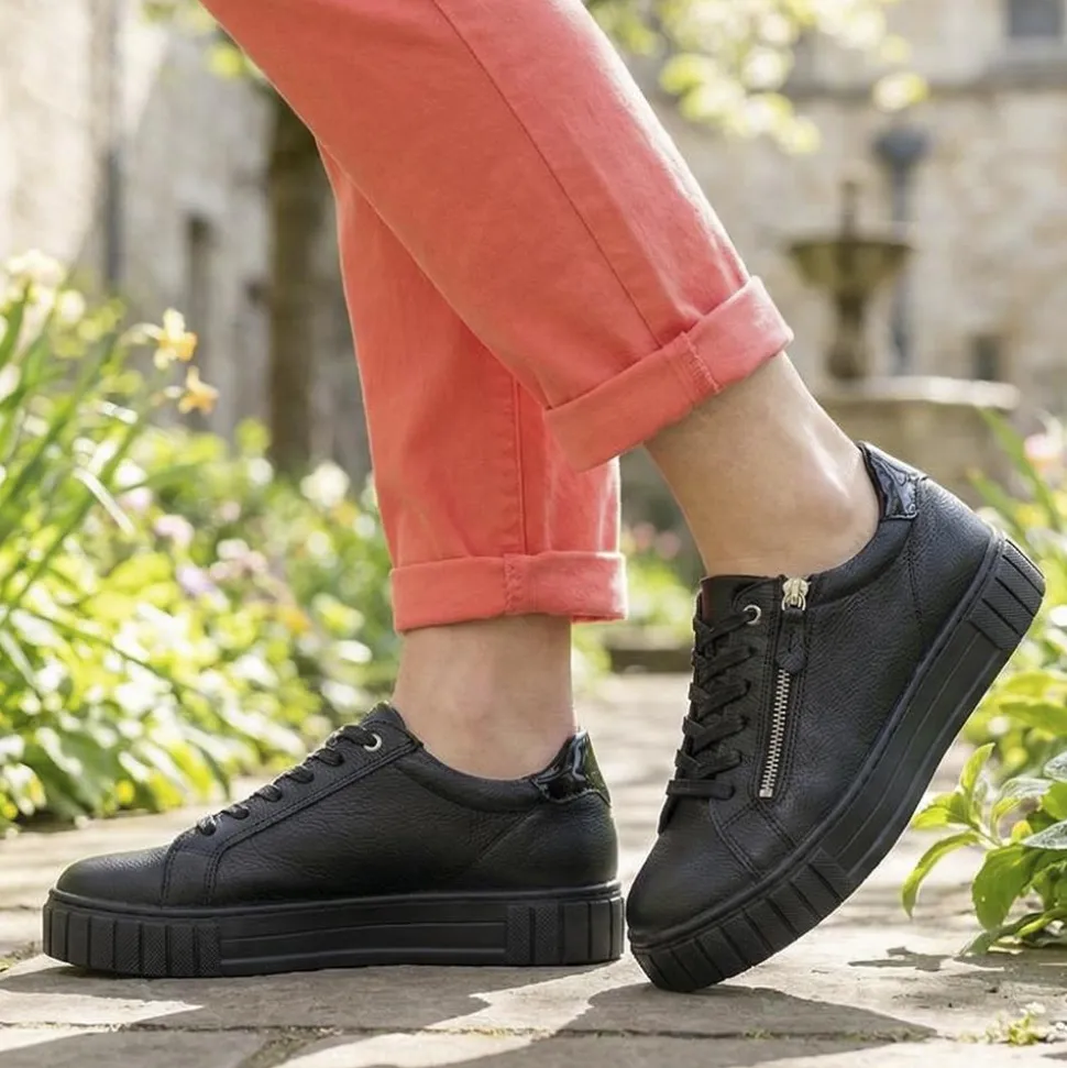 Bellissimo Wide Fit Zip & Lace Trainers - Black