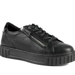 Bellissimo Wide Fit Zip & Lace Trainers - Black