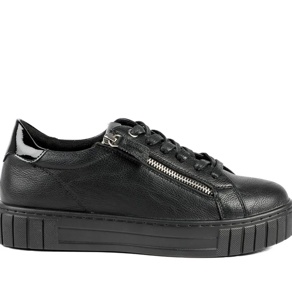 Bellissimo Wide Fit Zip & Lace Trainers - Black