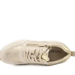 Bellissimo Wide Fit Zip & Lace Trainers - Gold