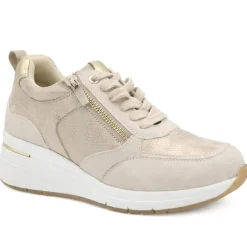 Bellissimo Wide Fit Zip & Lace Trainers - Gold