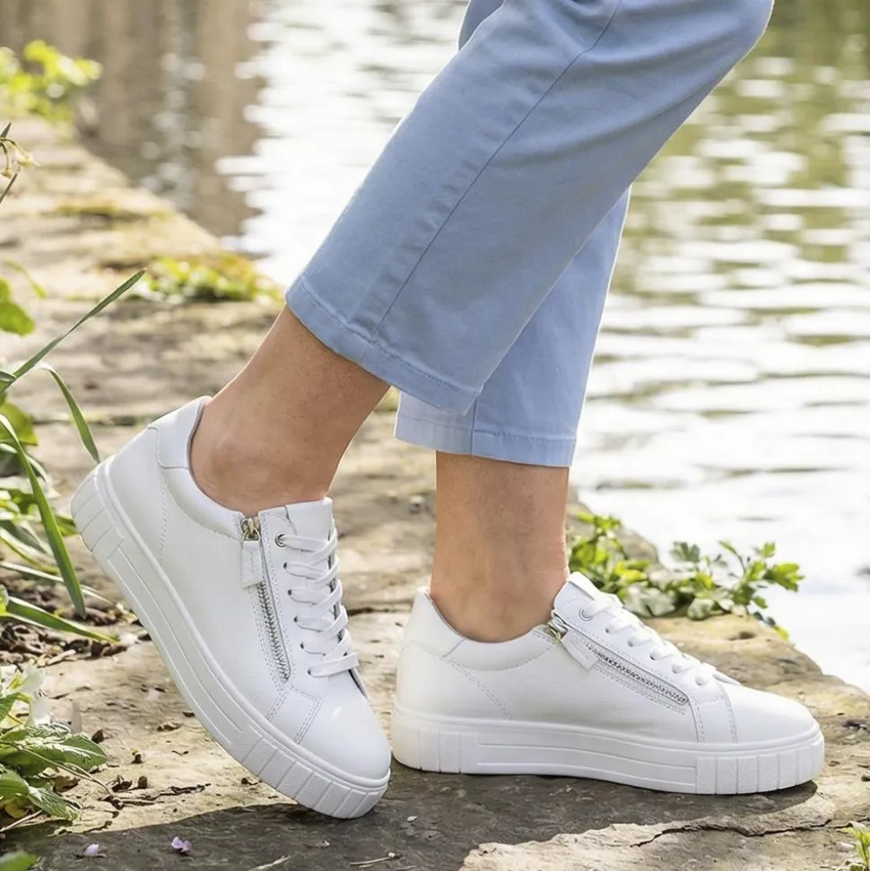 Bellissimo Wide Fit Zip & Lace Trainers - White