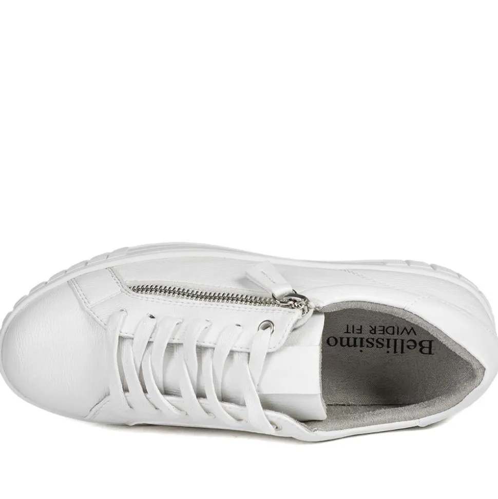 Bellissimo Wide Fit Zip & Lace Trainers - White