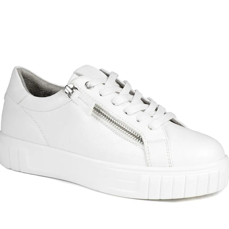 Bellissimo Wide Fit Zip & Lace Trainers - White
