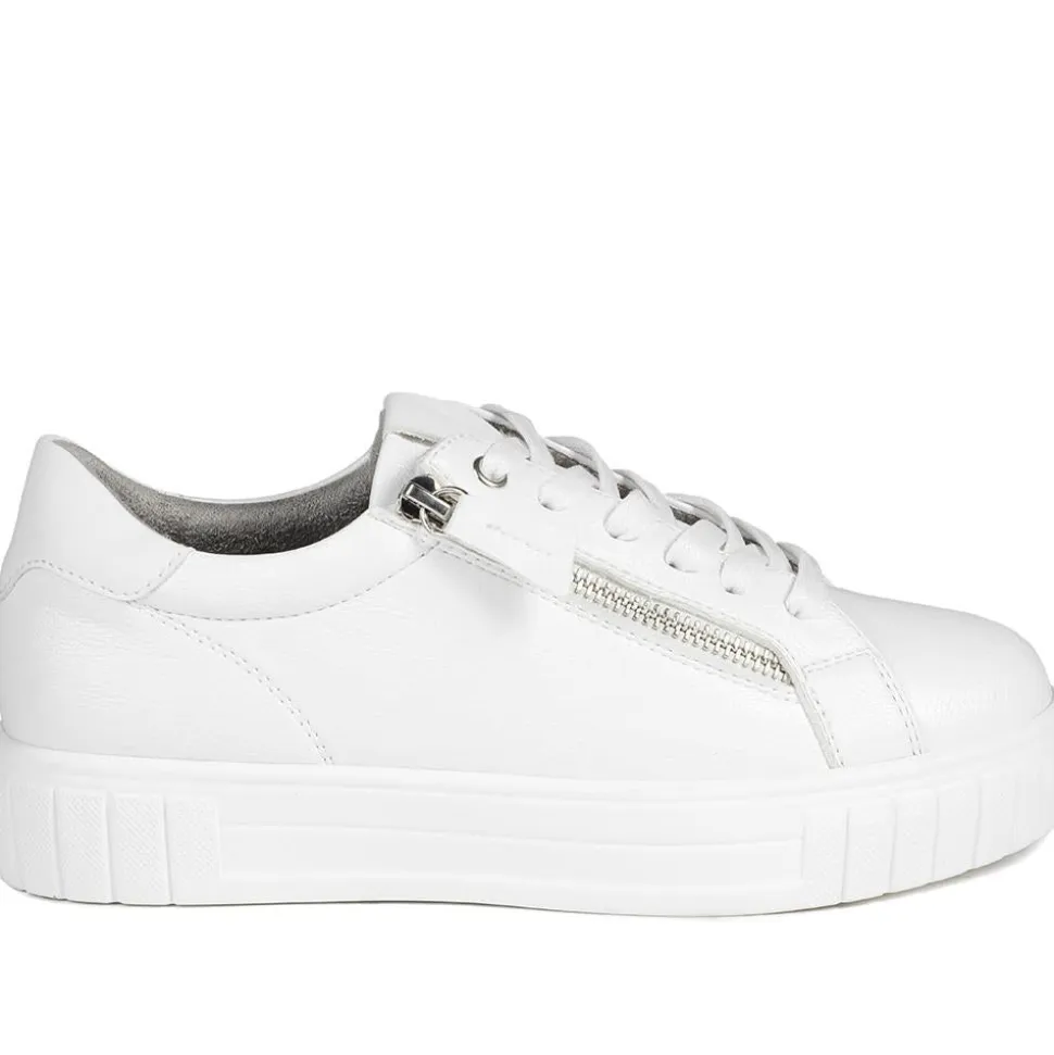 Bellissimo Wide Fit Zip & Lace Trainers - White