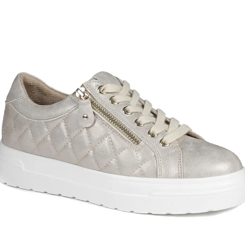 Bellissimo Wide Fit Zipped Trainers - Soft Gold