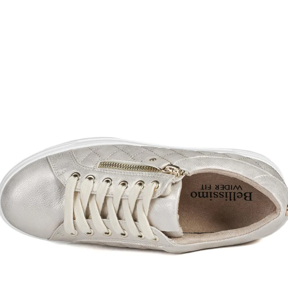 Bellissimo Wide Fit Zipped Trainers - Soft Gold