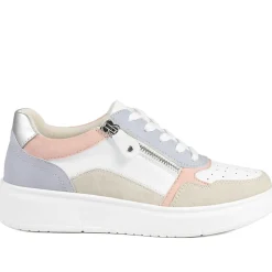 Bellissimo Zip & Lace Platform Trainers - Lilac