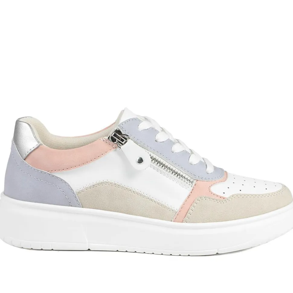 Bellissimo Zip & Lace Platform Trainers - Lilac