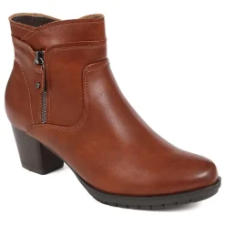 Block Heel Ankle Boots - Tan