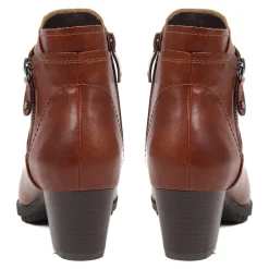 Block Heel Ankle Boots - Tan