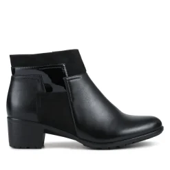 Block Heel Ankle Boots With Inside Zip - Black