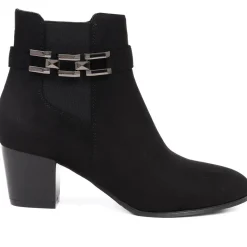 Block-Heeled Ankle Boots - Black
