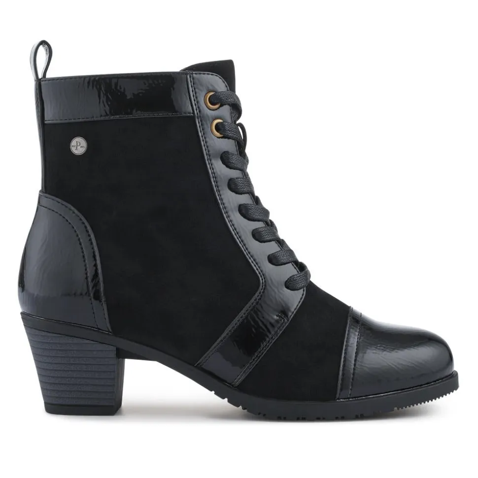 Block-Heeled Ankle Boots - Black