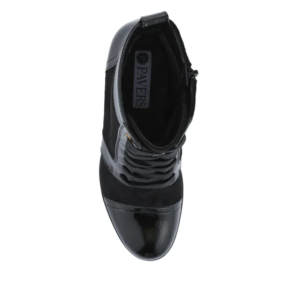 Block-Heeled Ankle Boots - Black