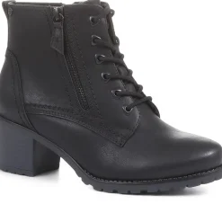 Block Heeled Ankle Boots - Black