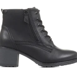 Block Heeled Ankle Boots - Black