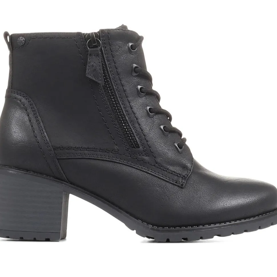 Block Heeled Ankle Boots - Black