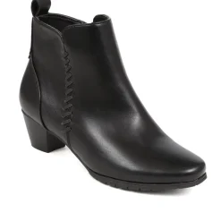 Block-Heeled Ankle Boots - Black