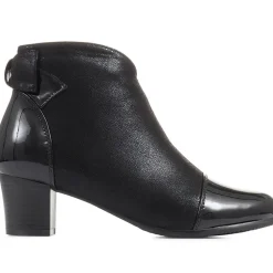 Block-Heeled Ankle Boots - Black-Black Patent