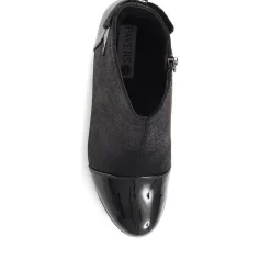 Block-Heeled Ankle Boots - Black-Black Patent
