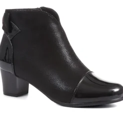 Block-Heeled Ankle Boots - Black-Black Patent
