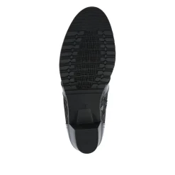 Block-Heeled Ankle Boots - Black Multi