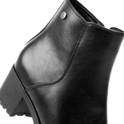 Block-Heeled Ankle Boots - Black Pu