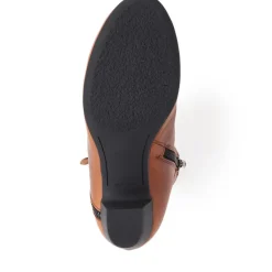 Block-Heeled Ankle Boots - Tan