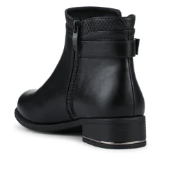 Block Heeled Ankle Boots With Inside Zip - Black