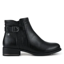 Block Heeled Ankle Boots With Inside Zip - Black