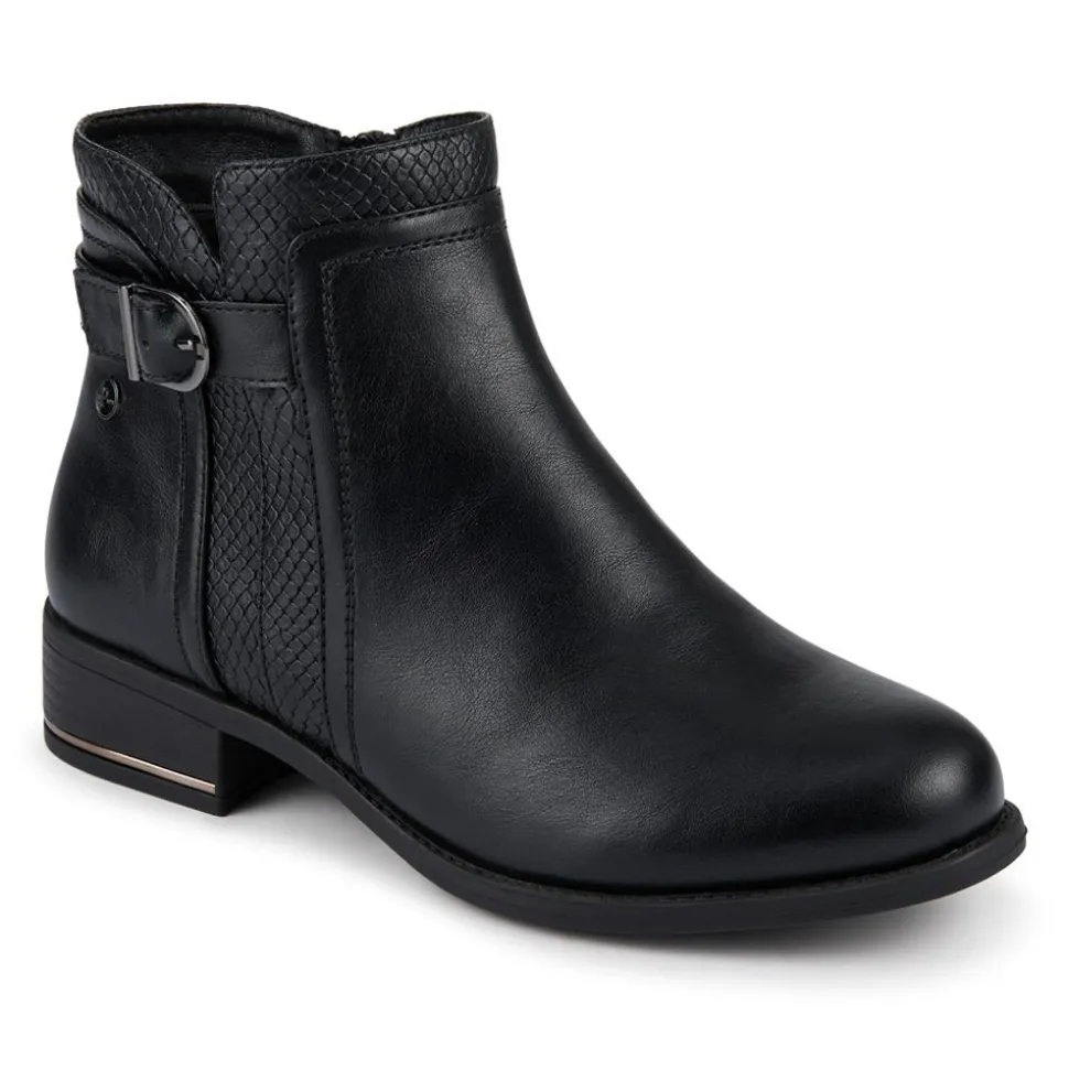 Block Heeled Ankle Boots With Inside Zip - Black