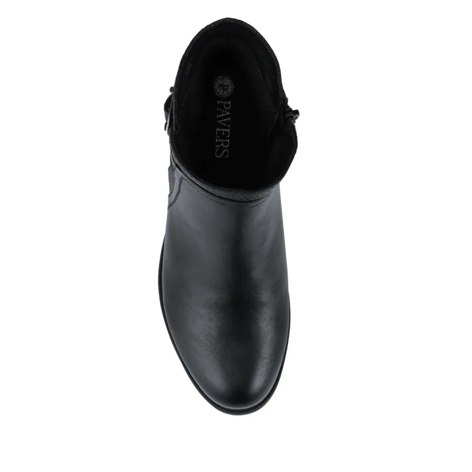 Block Heeled Ankle Boots With Inside Zip - Black