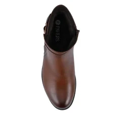 Block Heeled Ankle Boots With Inside Zip - Tan